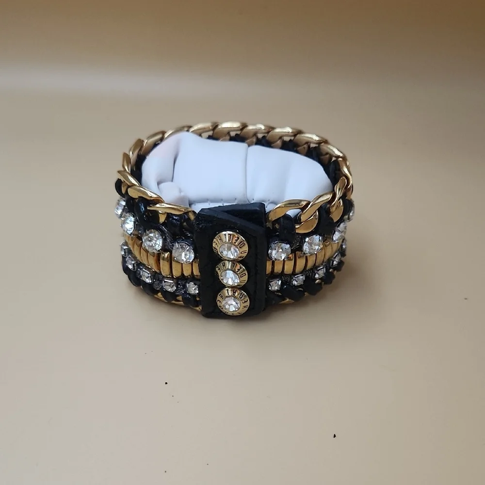 Henri Bendel- Chic Black and Gold Bracelet with Crystal Details - Picture 3 of 5